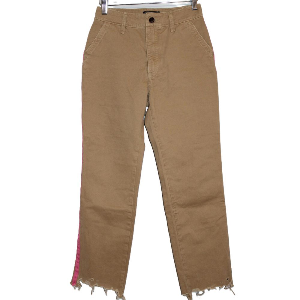 Womens Abercrombie & Fitch High Rise Ankle Straight Pants Khaki Pink Size 24 00